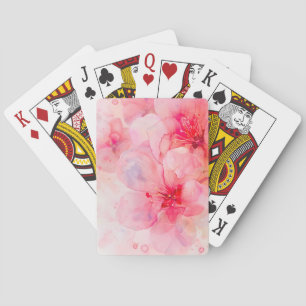 Pink Petal Elegance Watercolor Poker Cards