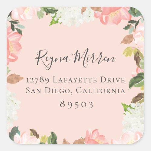 Pink Petal Floral Return Address Sticker