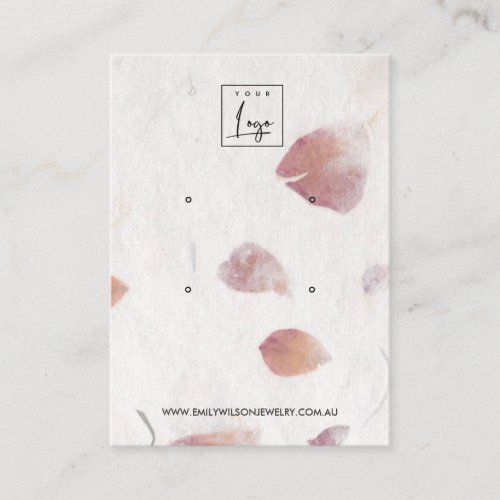 PINK PETAL HANDMADE PAPER  2 STUD EARRING DISPLAY BUSINESS CARD