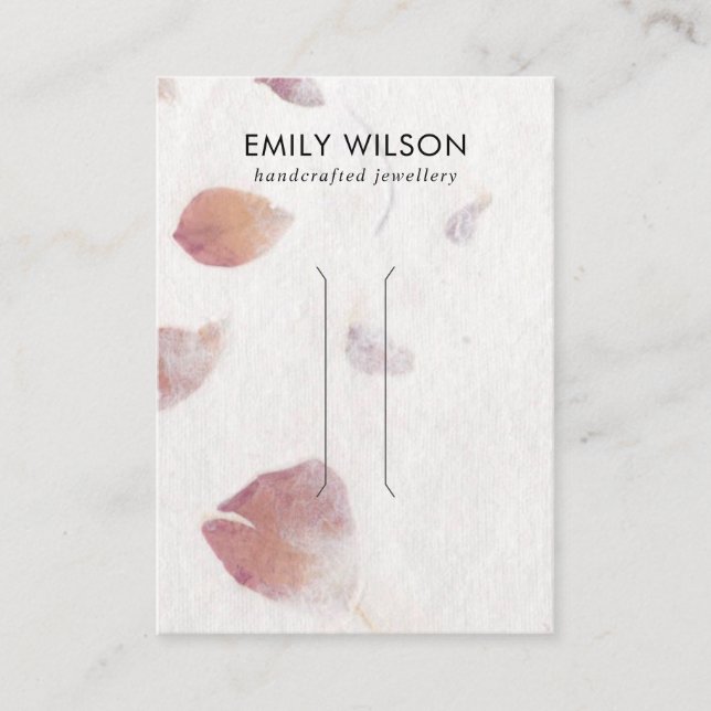 PINK PETAL HANDMADE PAPER HAIR CLIP DISPLAY CARD (Front)