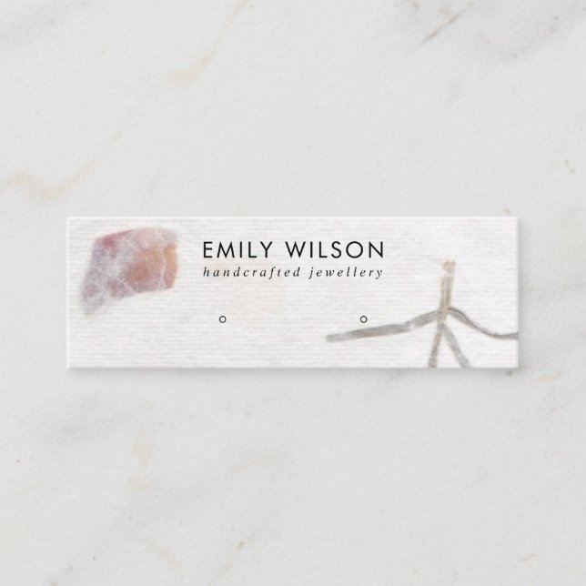 PINK PETAL HANDMADE PAPER STUD EARRING DISPLAY MINI BUSINESS CARD (Front)