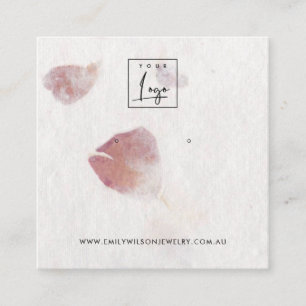 PINK PETAL HANDMADE PAPER STUD EARRING DISPLAY SQUARE BUSINESS CARD