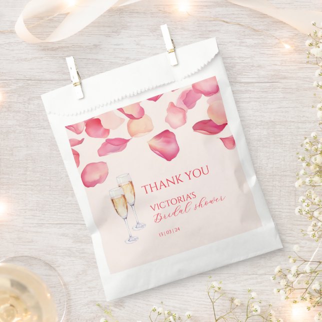 Pink Petals and Prosecco Bridal Shower Favor Bag (Clipped)