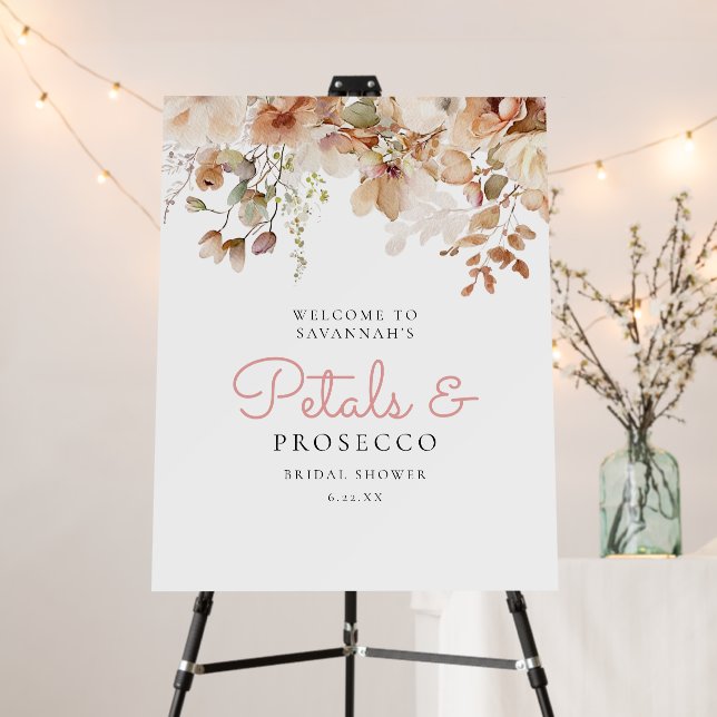 Pink Petals and Prosecco Bridal Shower Foam Board (In Situ (Stand))