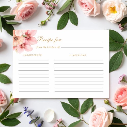 Pink Petals and Prosecco Bridal Shower Recipe Enclosure Card