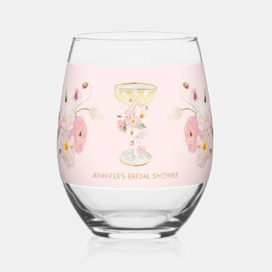Pink Petals and Prosecco Drinkware Set Stemless Wine Glass