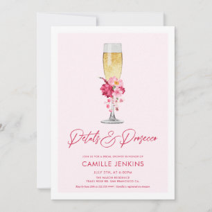Pink Petals and Prosecco Floral Bridal Shower Invitation