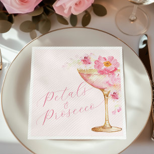 Pink Petals and Prosecco Floral Bridal Shower Napkins