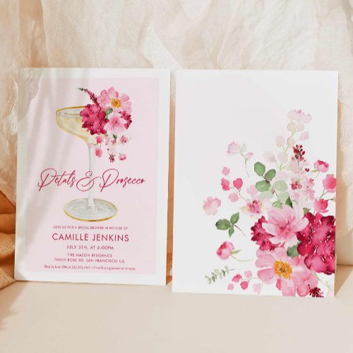 Pink Petals and Prosecco Garden Bridal Invitation