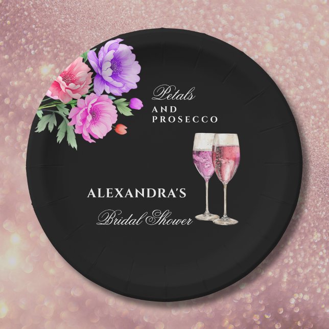 Pink Petals and Prosecco Peony Bridal Shower Paper Plates (Creator Uploaded)