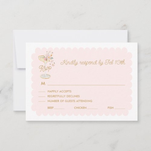 Pink Petals and Prosecco RSVP Card