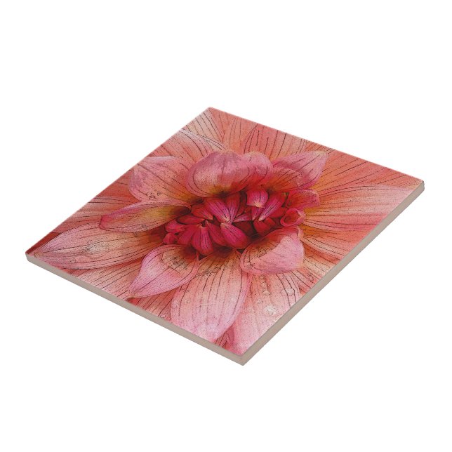 pink petals ceramic tile (Side)