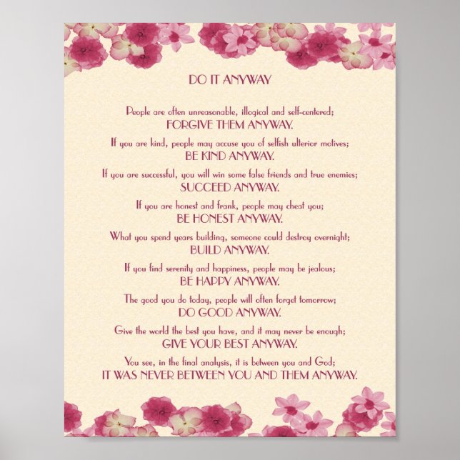 Pink Petals Do It Anyway Poster (Front)