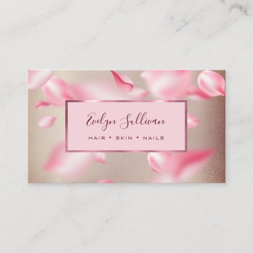 Pink Petals Faux Foil business card