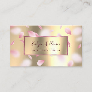 Pink Petals Faux Gold Foil Business Card