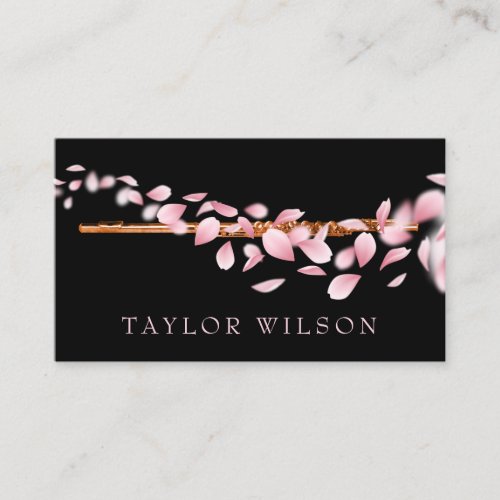 pink petals flute teacher business card