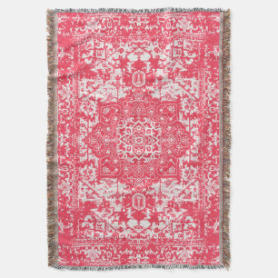 Pink Petals on Kilim Dreams Throw Blanket