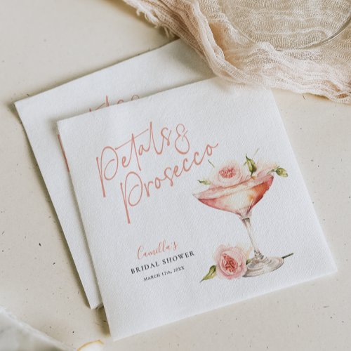 Pink Petals  Prosecco Bridal Shower Napkin