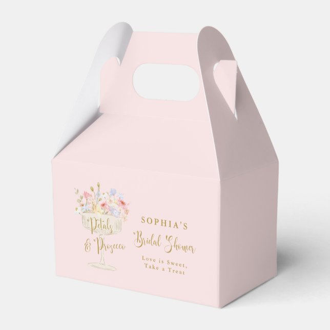 Pink Petals Prosecco Garden Bridal Shower Favor Boxes (Back Side)