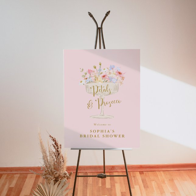 Pink Petals Prosecco Garden Bridal Shower Welcome Foam Board (Creator Uploaded)