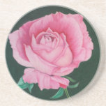 Pink Petals Sandstone Coaster<br><div class="desc">Customizable sandstone coaster with pink rose design.</div>