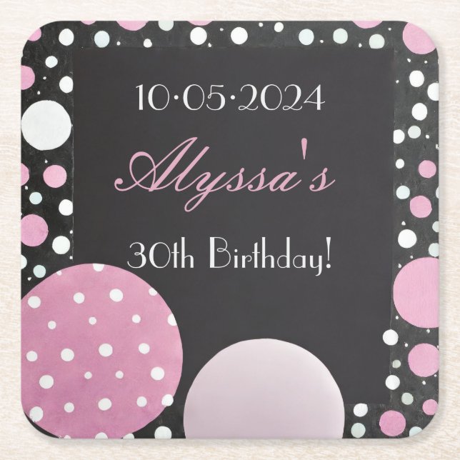 Pink Petals Square Paper Coaster (Front)