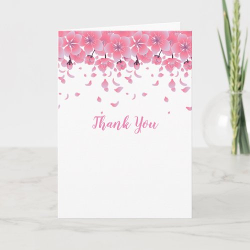 Pink Petals Thank You Note Card