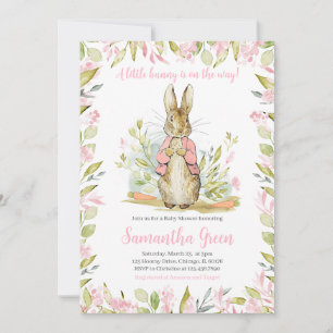 Pink Peter Rabbit Baby Shower Invitation