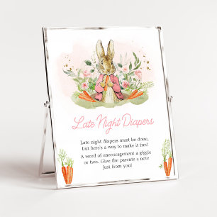 Pink Peter Rabbit Baby Shower Late Night Diapers Poster