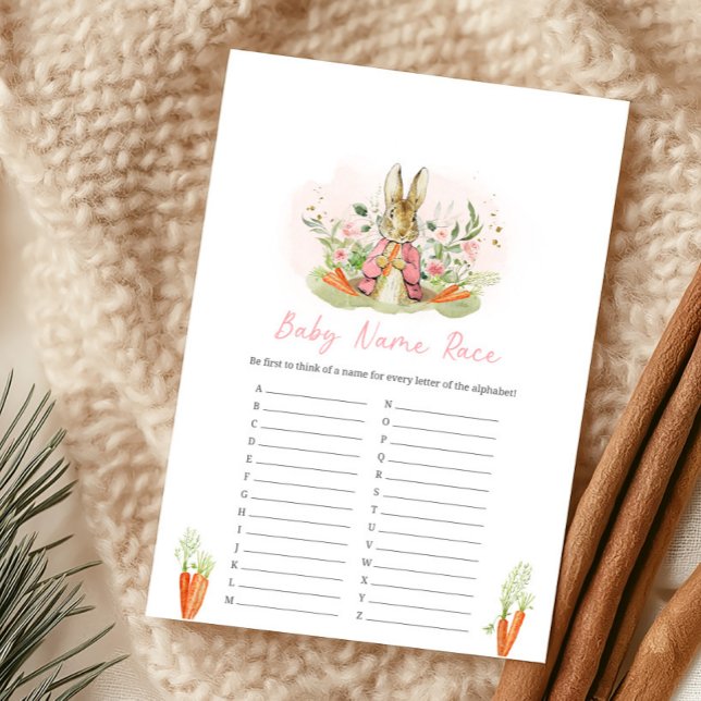 Pink Peter Rabbit Baby Shower Name Race Game (Creator Uploaded)