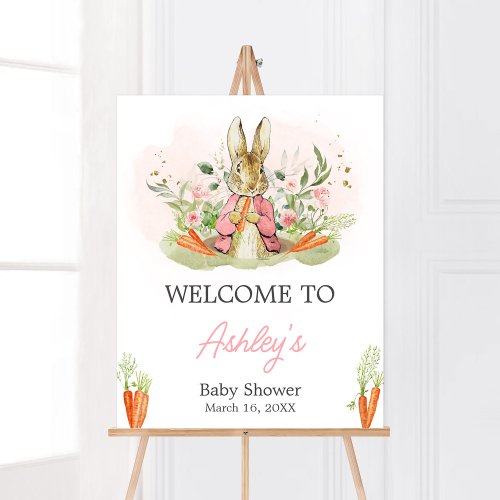 Pink Peter Rabbit Baby Shower Welcome Poster