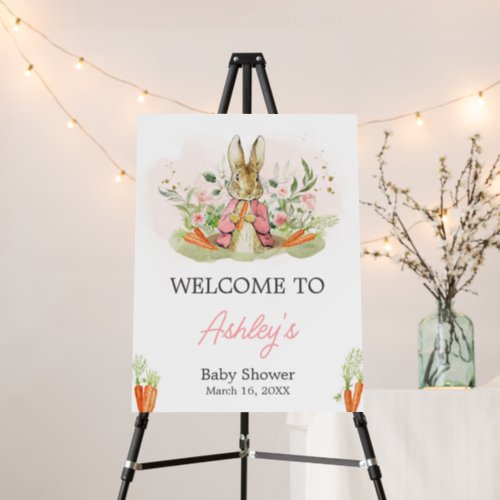 Pink Peter Rabbit Baby Shower Welcome Sign