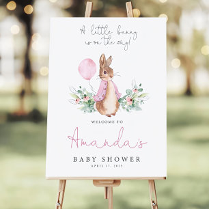 Pink Peter Rabbit Baby Shower Welcome Sign Editabl