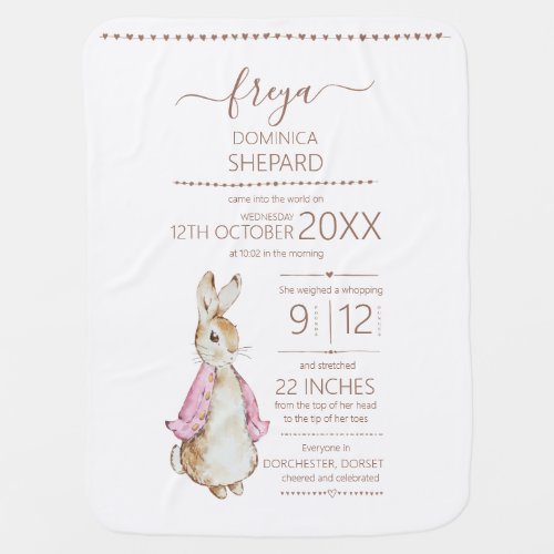 Pink Peter the Rabbit Baby Blanket