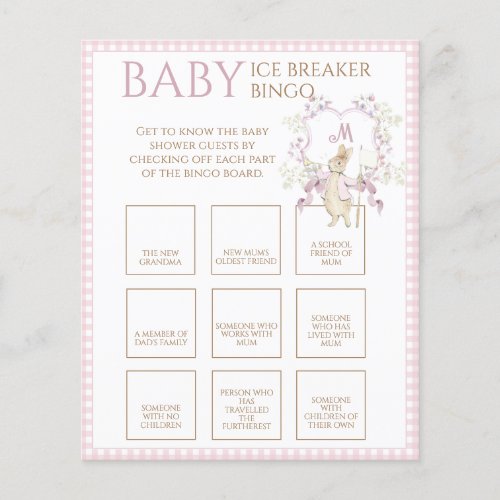 Pink Peter the Rabbit Baby Ice Breaker Bingo Game