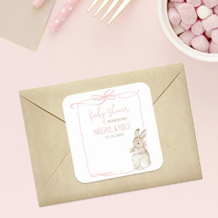 Pink Peter the Rabbit Beatrix Baby Shower Welcome Square Sticker