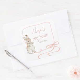 Pink Peter the Rabbit Beatrix Girl Baby Shower Square Sticker