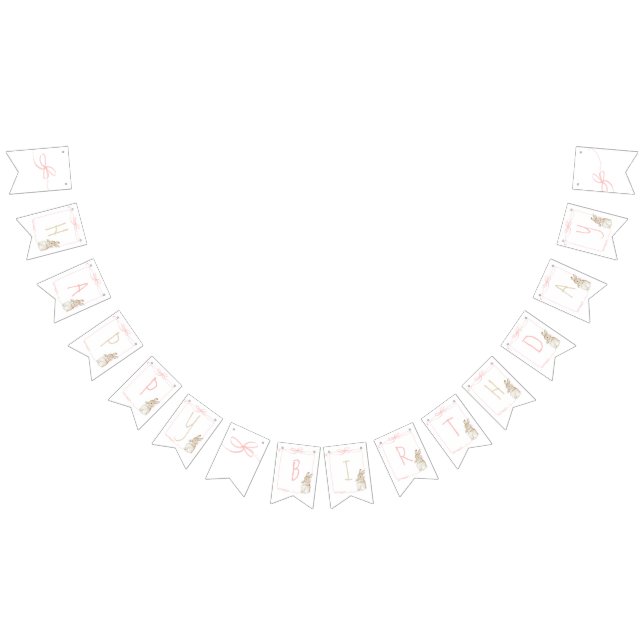 Pink Peter the Rabbit Beatrix Potter 1st Birthday  Bunting Flags (All)