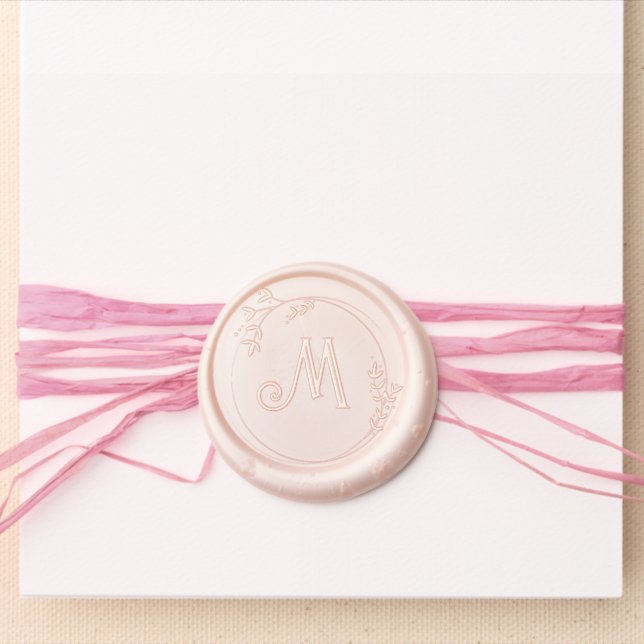 Pink Peter the Rabbit Blue Monogram Baby Shower Wax Seal Sticker (Front)