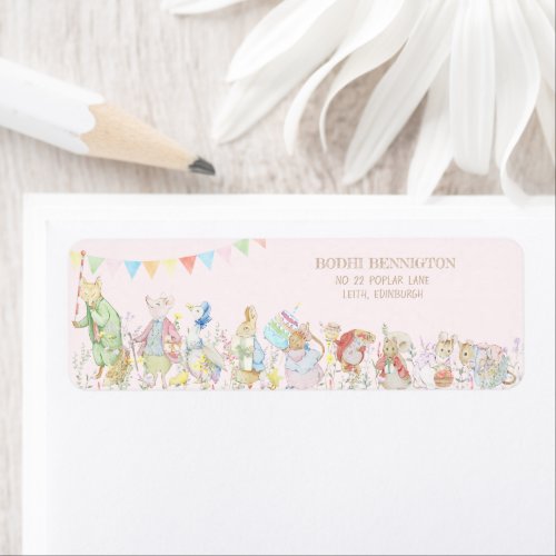 Pink Peter the Rabbit First Birthday Label