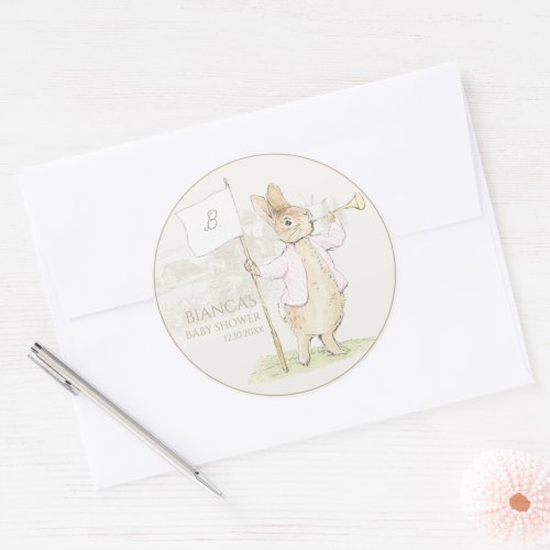 Pink Peter the Rabbit Some Bunny Baby Shower Classic Round Sticker