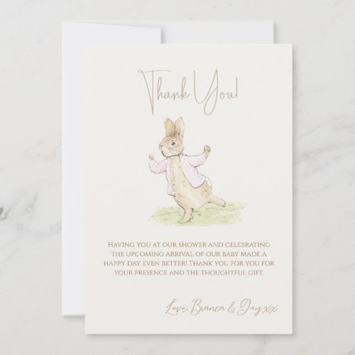 Pink Peter the Rabbit Some Bunny Baby Shower  Thank You Card