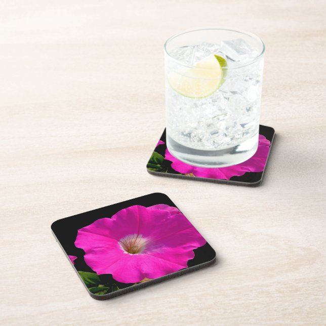 pink petunia flower beverage coaster (Right Side)