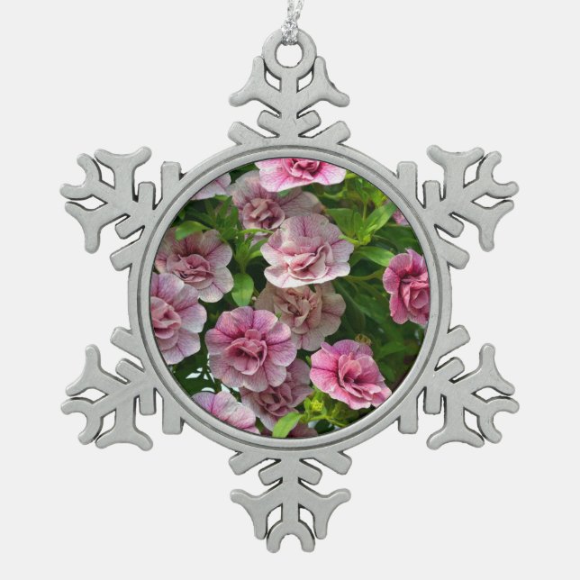 Pink petunia flowers christmas ornament (Front)