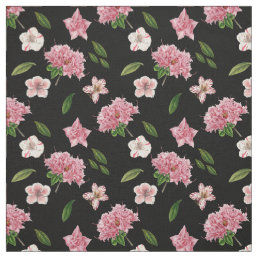 Pink Petunias and Azaleas Floral Fabric