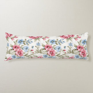 Pink Petunias and Sky Blue Daisies Body Pillow
