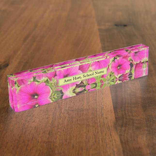 PINK PETUNIAS DESK NAME PLATE (Side)