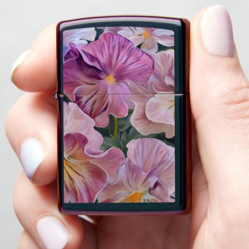 Pink petunias zippo lighter