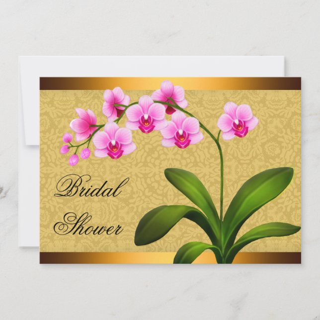 Pink Phalaenopsis Orchid Flowers Bridal Shower Invitation (Front)