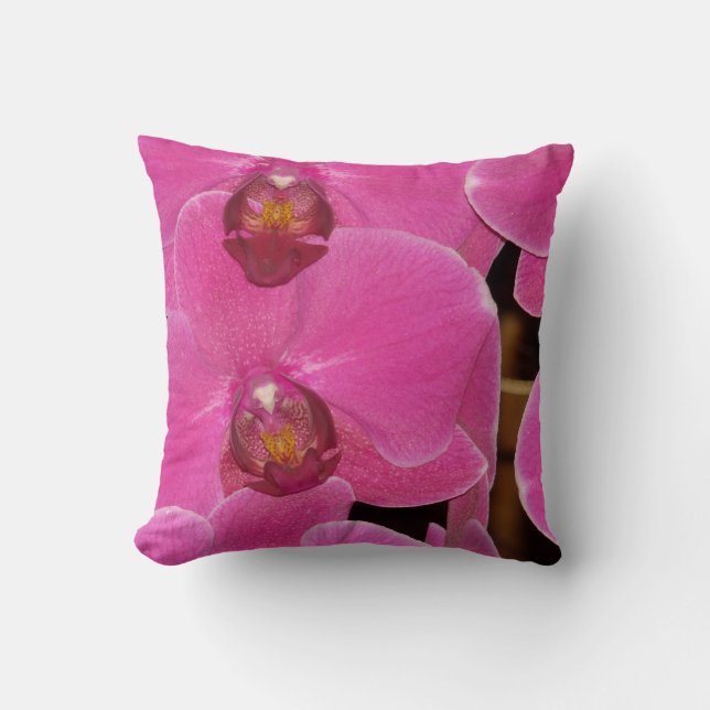 Pink Phalaenopsis Orchid Fuschia Pink Vibrant Throw Pillow (Front)